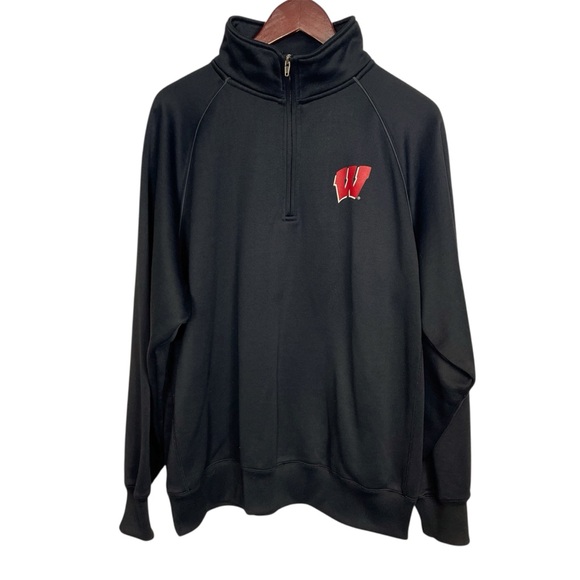 Jansport Black Wisconsin Quarter Zip Pullover Size L - Picture 1 of 13